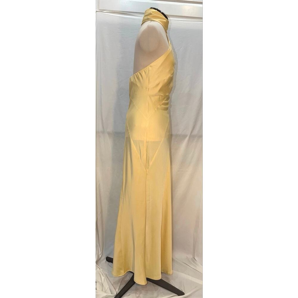 Hello Molly Pale Yellow One-Shoulder Satin Maxi Dress - Picture 3 of 9